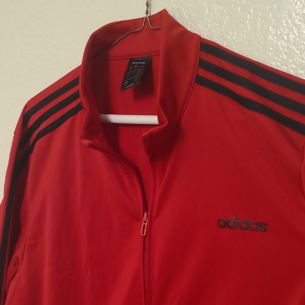Adidas Men's Red Windbreaker Jacket
